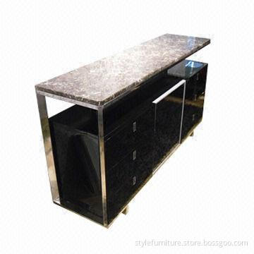 Sideboard with marble top and metal frame